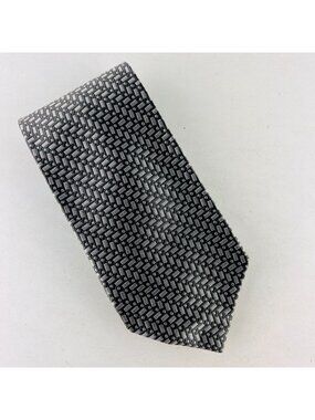 Van Heusen Geometric Block Zipper Pattern Design 100% Silk Necktie Tie